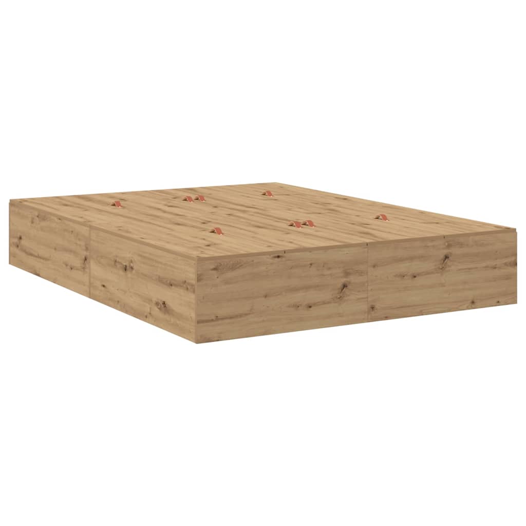 Opbergbedframe Artisan Eiken 150 x 200 cm Bewerkt hout is nu te koop bij PeponiXL, paradijselijk wonen!