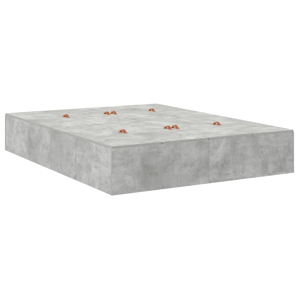 Opbergbedframe met opslag Beton Grijs 160 x 200 cm Bewerkt hout is nu te koop bij PeponiXL, paradijselijk wonen!