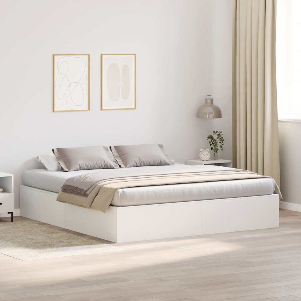 Opbergbedframe met opslag Wit 180 x 200 cm Bewerkt hout is nu te koop bij PeponiXL, paradijselijk wonen!