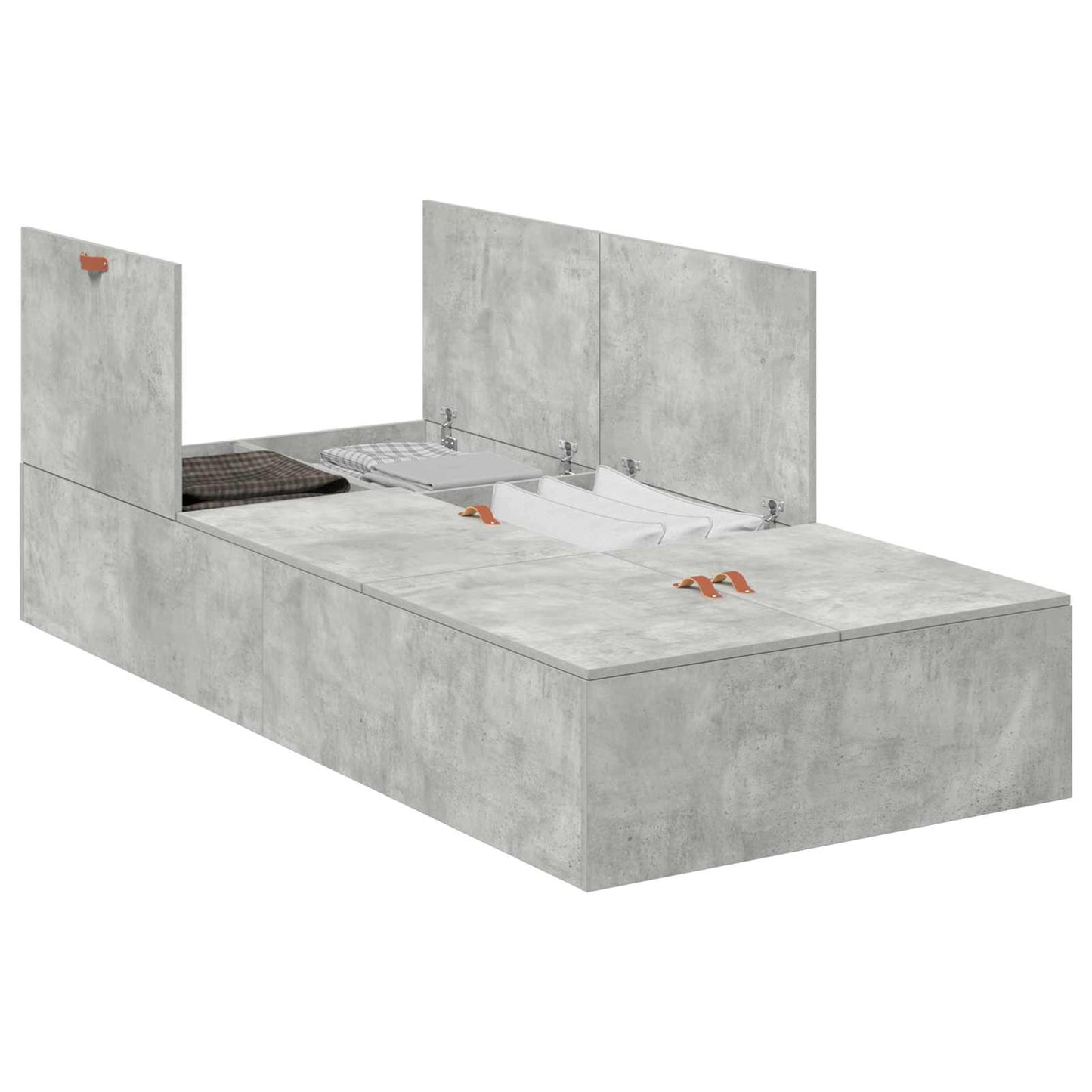 Opbergbedframe met opslag Beton Grijs 90 x 190 cm Bewerkt hout is nu te koop bij PeponiXL, paradijselijk wonen!