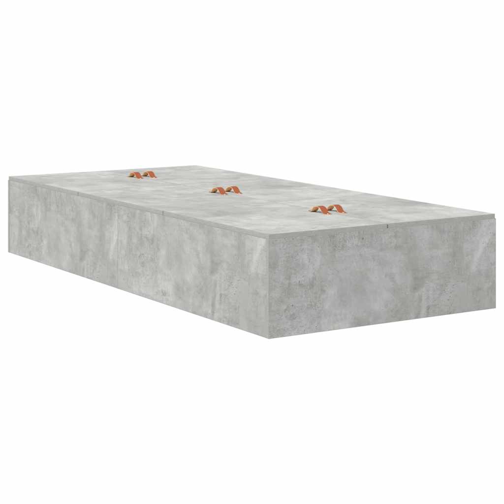 Opbergbedframe met opslag Beton Grijs 90 x 190 cm Bewerkt hout is nu te koop bij PeponiXL, paradijselijk wonen!