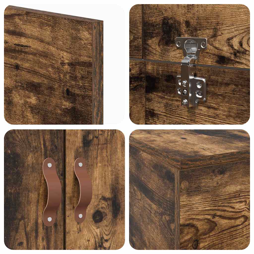 Opbergbedframe Gerookt eiken 90 x 190 cm Bewerkt hout is nu te koop bij PeponiXL, paradijselijk wonen!