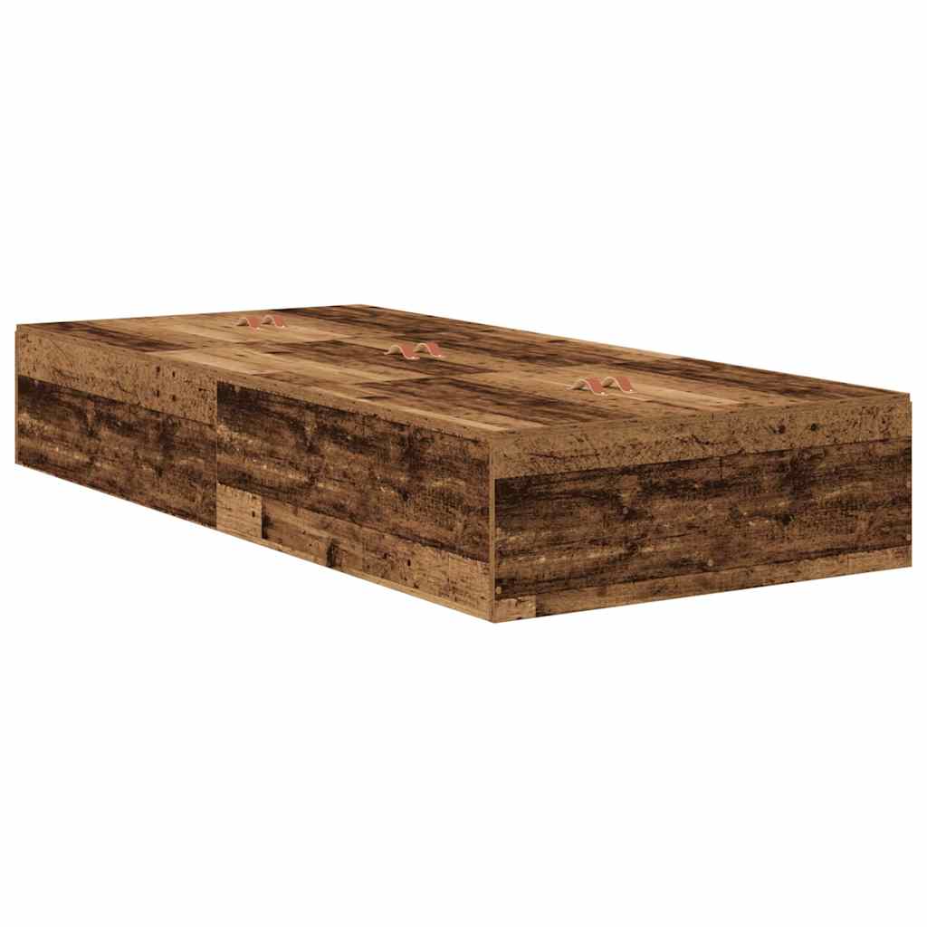 Opbergbedframe met opslag Oud Hout 90 x 190 cm Bewerkt hout is nu te koop bij PeponiXL, paradijselijk wonen!