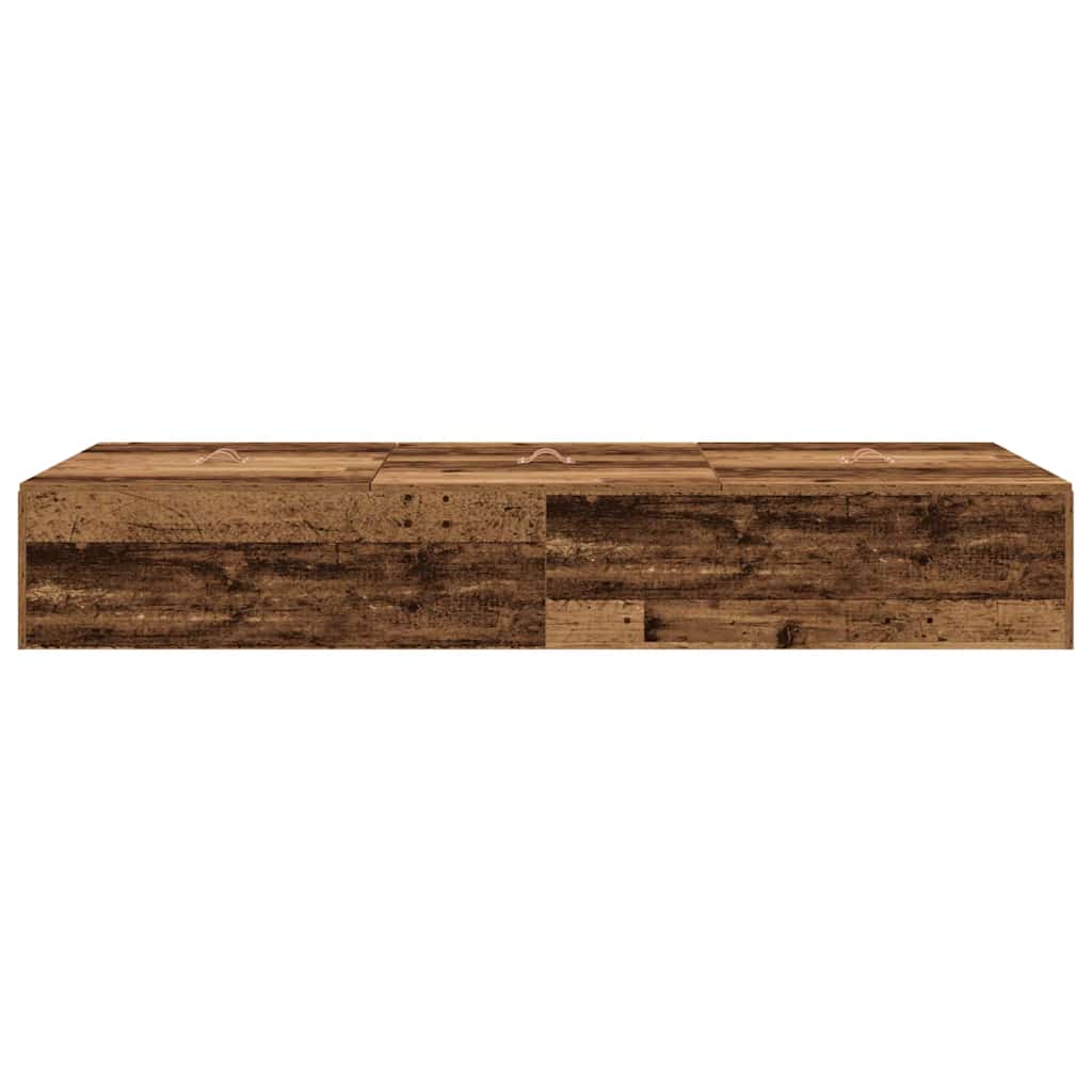 Opbergbedframe met opslag Oud Hout 90 x 190 cm Bewerkt hout is nu te koop bij PeponiXL, paradijselijk wonen!