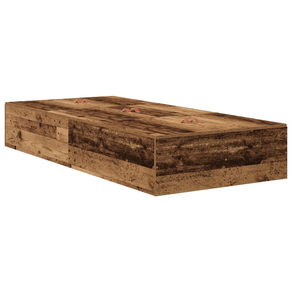 Opbergbedframe met opslag Oud Hout 70 x 190 cm Bewerkt hout is nu te koop bij PeponiXL, paradijselijk wonen!