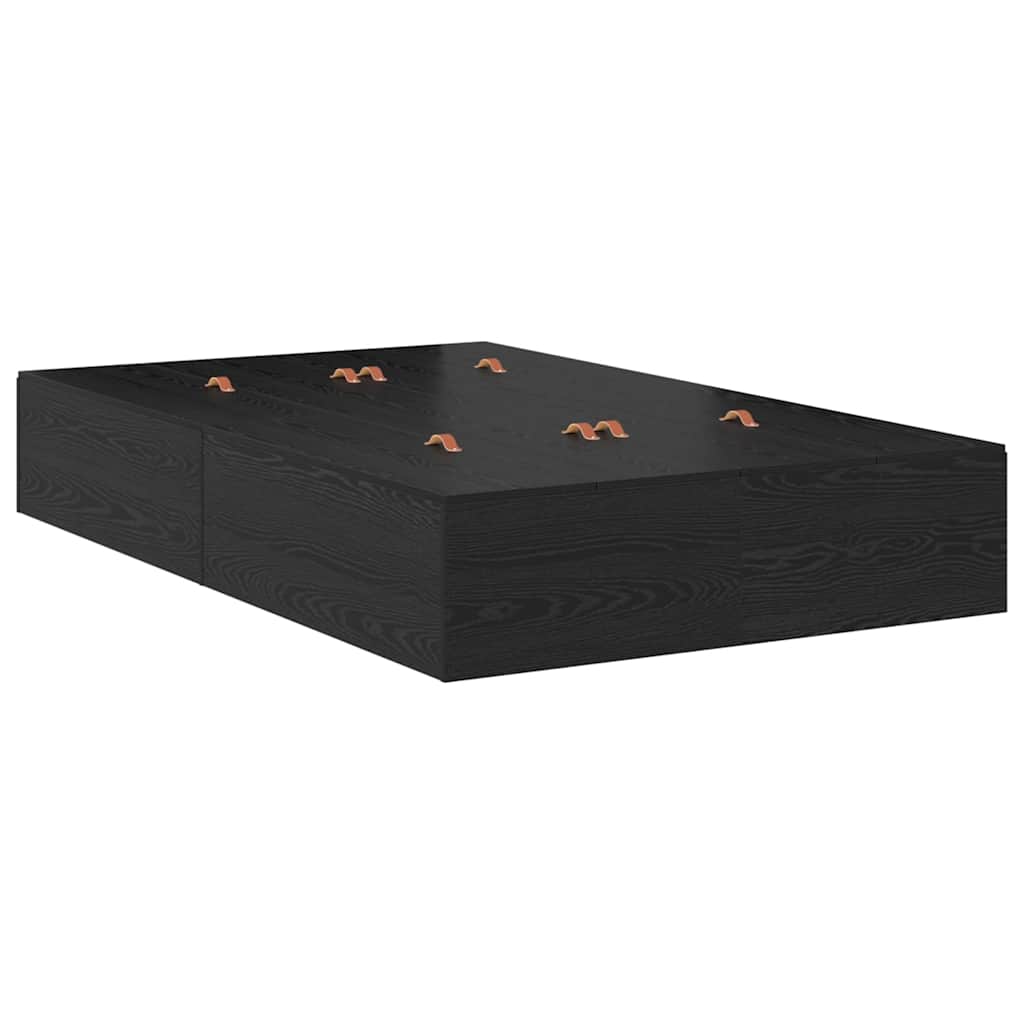 Opbergbedframe met opslag Zwart Eiken 120 x 190 cm Bewerkt hout is nu te koop bij PeponiXL, paradijselijk wonen!
