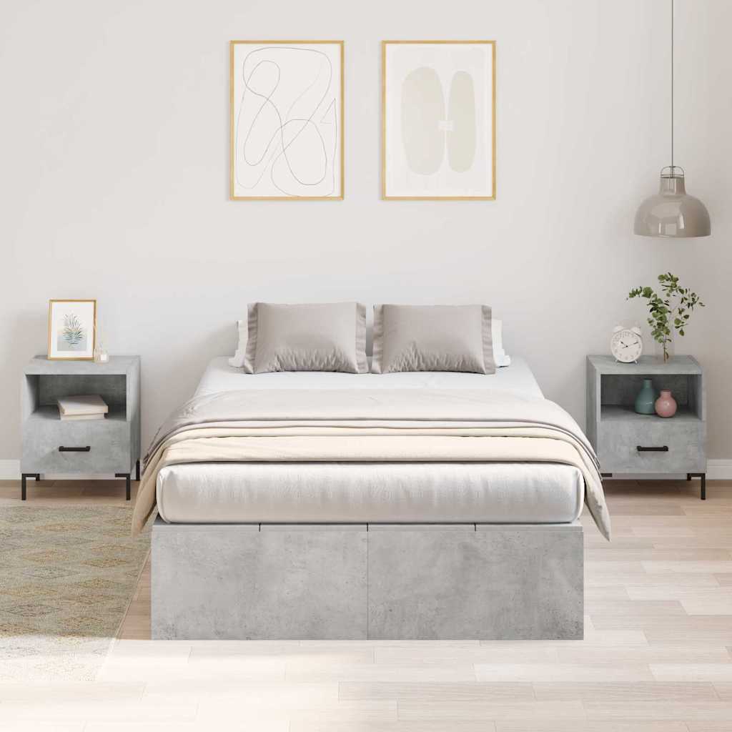 Opbergbedframe met opslag Beton Grijs 120 x 190 cm Bewerkt hout is nu te koop bij PeponiXL, paradijselijk wonen!