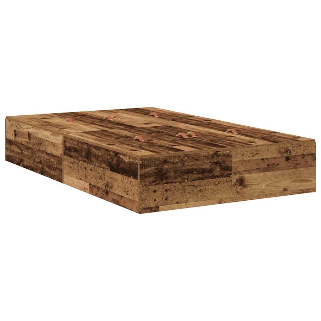 Opbergbedframe met opslag Oud Hout 120 x 190 cm Bewerkt hout is nu te koop bij PeponiXL, paradijselijk wonen!