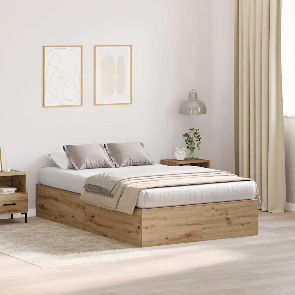 Opbergbedframe Artisan Eiken 120 x 190 cm Bewerkt hout is nu te koop bij PeponiXL, paradijselijk wonen!