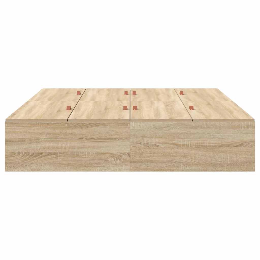 Opbergbedframe Sonoma Eiken 140 x 190 cm Bewerkt hout is nu te koop bij PeponiXL, paradijselijk wonen!