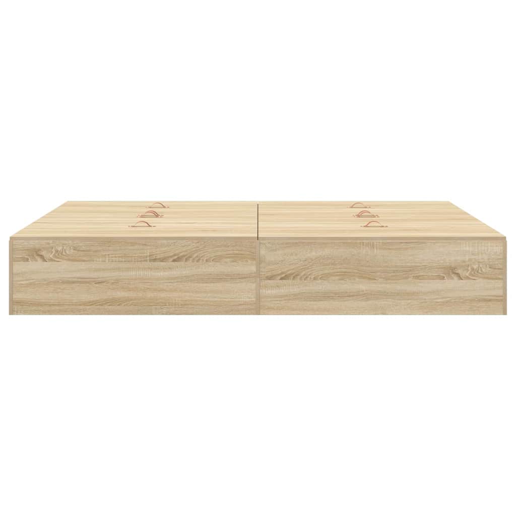 Opbergbedframe Sonoma Eiken 140 x 190 cm Bewerkt hout is nu te koop bij PeponiXL, paradijselijk wonen!