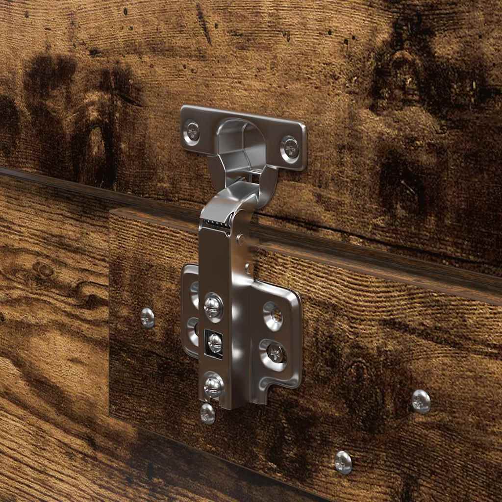 Opbergbedframe Gerookt eiken 140 x 190 cm Bewerkt hout is nu te koop bij PeponiXL, paradijselijk wonen!