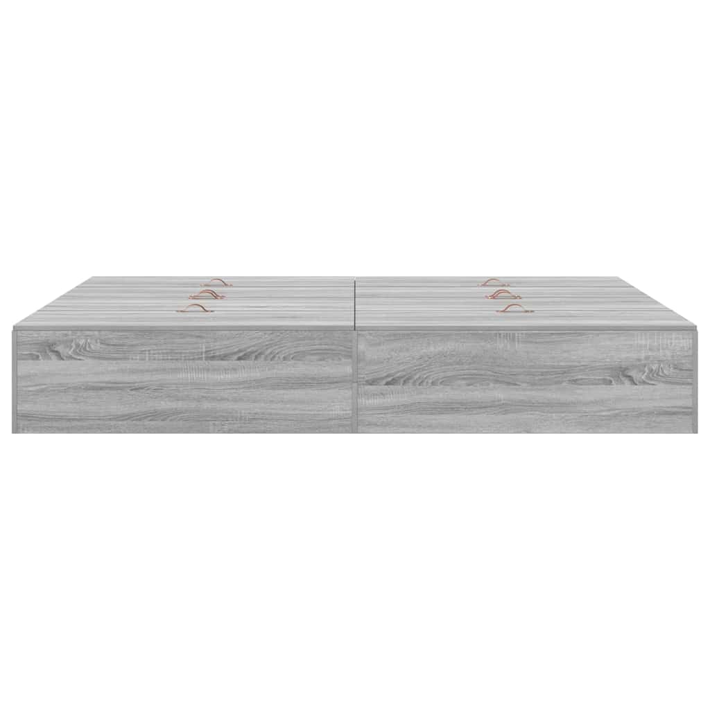 Opbergbedframe Grijs Sonoma 135 x 190 cm Bewerkt hout is nu te koop bij PeponiXL, paradijselijk wonen!