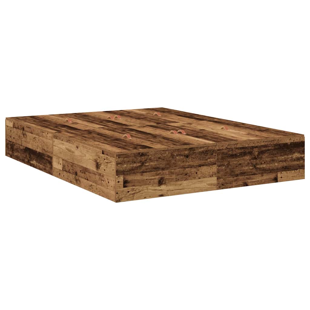 Opbergbedframe met opslag Oud Hout 135 x 190 cm Bewerkt hout is nu te koop bij PeponiXL, paradijselijk wonen!