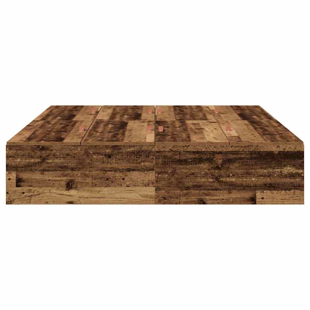 Opbergbedframe met opslag Oud Hout 135 x 190 cm Bewerkt hout is nu te koop bij PeponiXL, paradijselijk wonen!