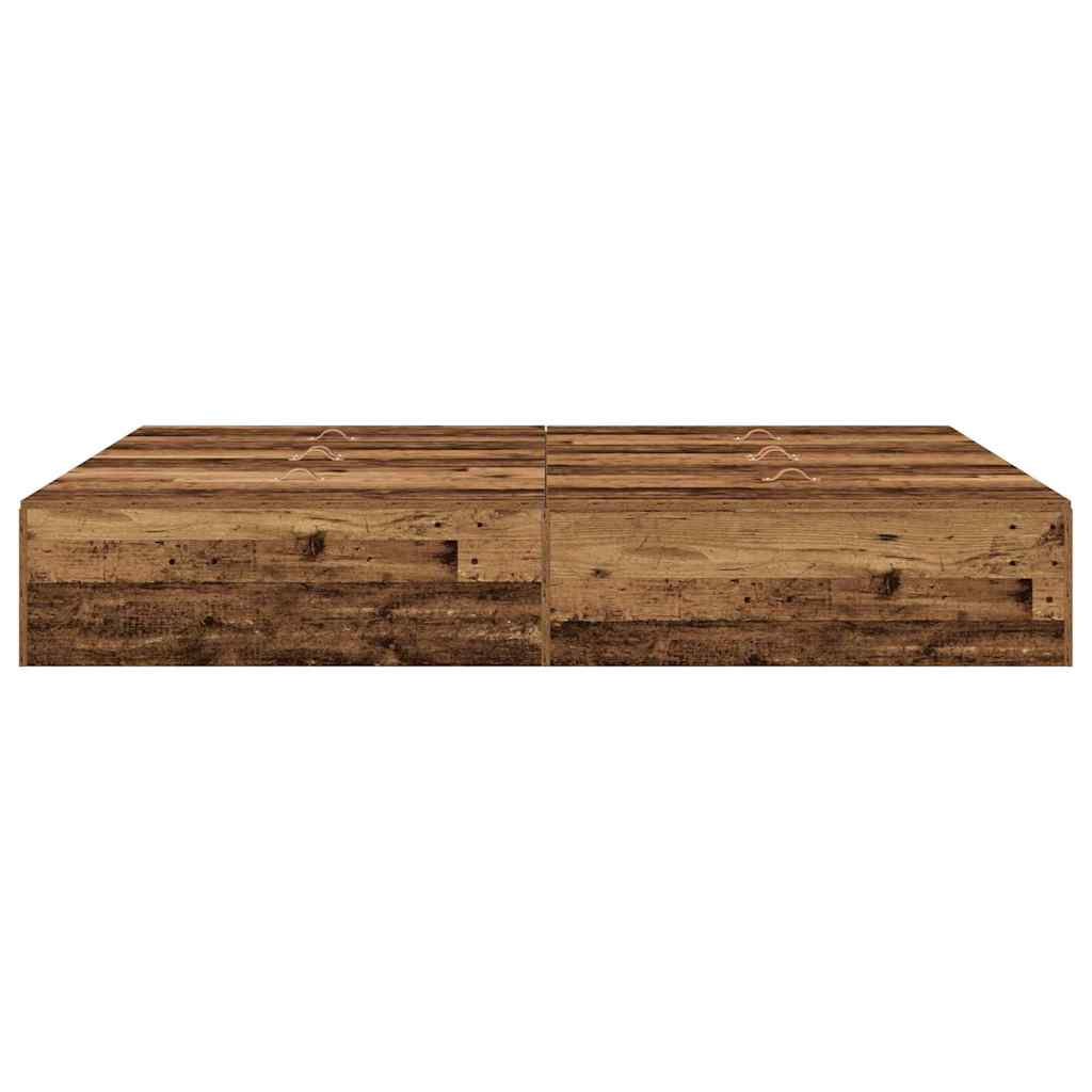 Opbergbedframe met opslag Oud Hout 135 x 190 cm Bewerkt hout is nu te koop bij PeponiXL, paradijselijk wonen!