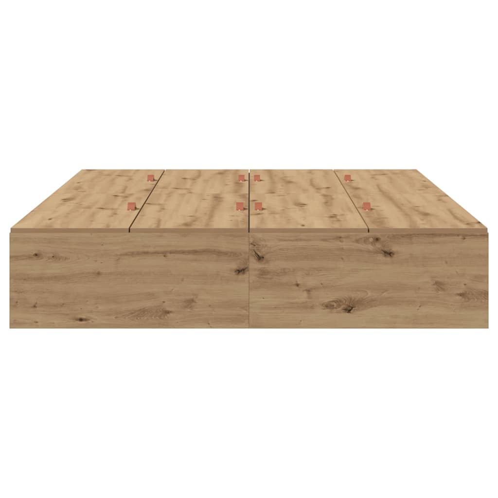 Opbergbedframe Artisan Eiken 135 x 190 cm Bewerkt hout is nu te koop bij PeponiXL, paradijselijk wonen!