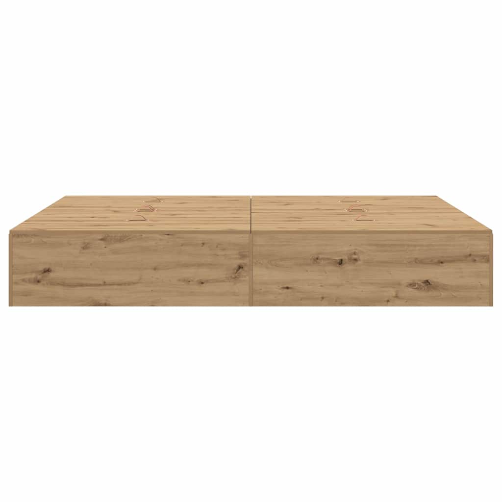 Opbergbedframe Artisan Eiken 135 x 190 cm Bewerkt hout is nu te koop bij PeponiXL, paradijselijk wonen!