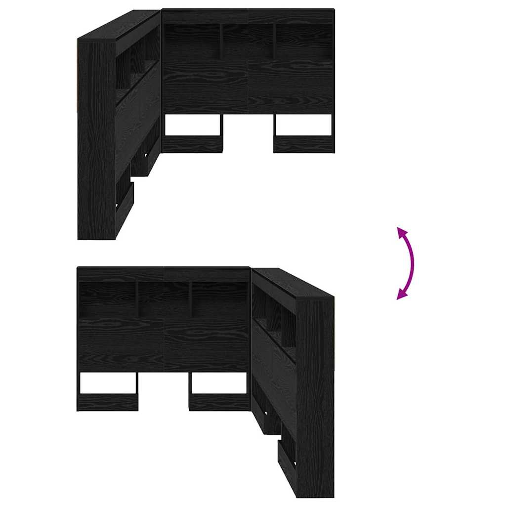 Opberghoofdbord met plank Zwart Eiken 80 cm Bewerkt hout is nu te koop bij PeponiXL, paradijselijk wonen!