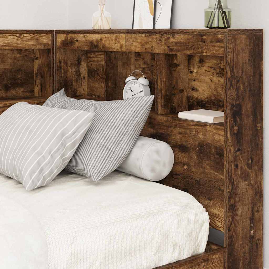 Opberghoofdbord met plank Gerookt eiken 80 cm Bewerkt hout is nu te koop bij PeponiXL, paradijselijk wonen!