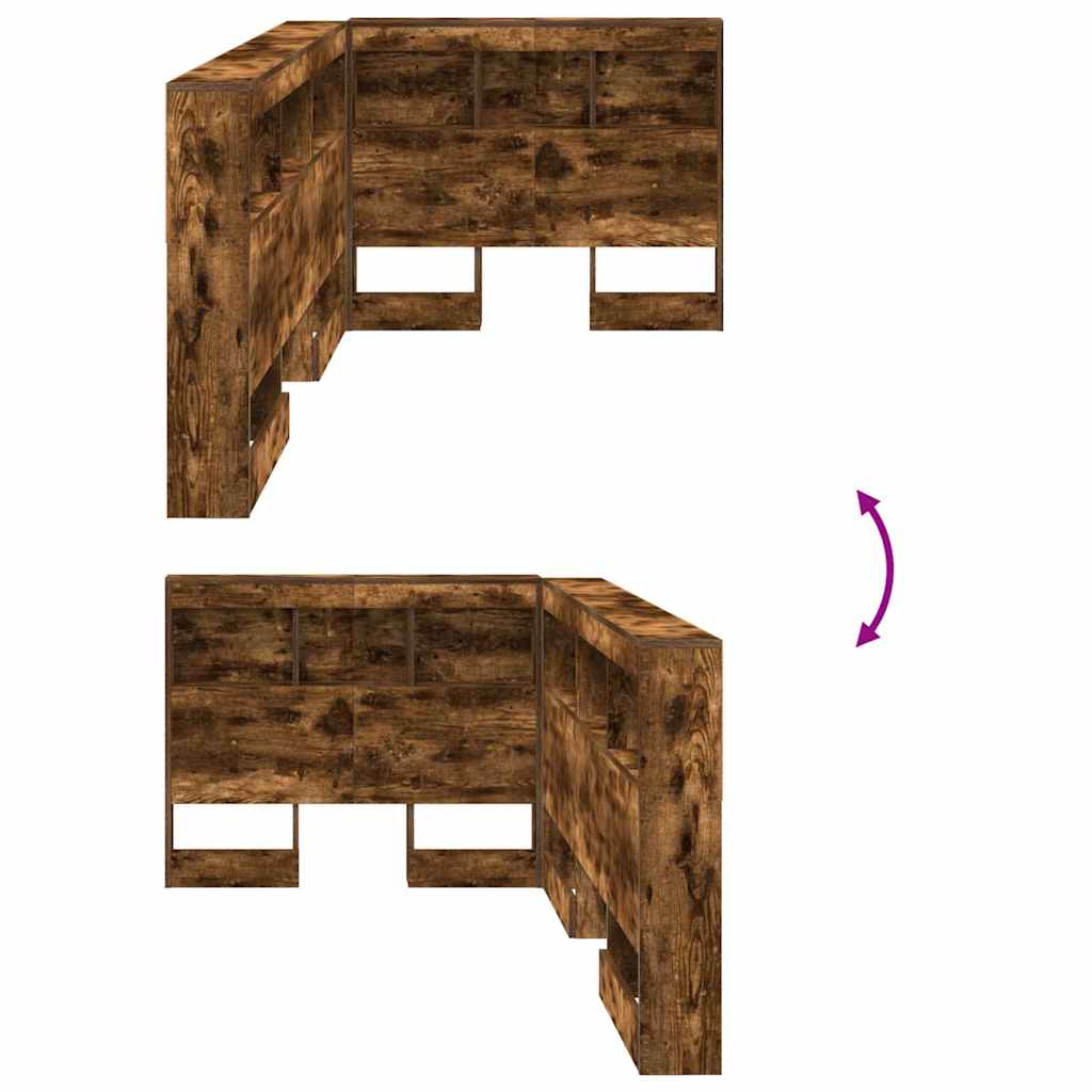 Opberghoofdbord met plank Gerookt eiken 80 cm Bewerkt hout is nu te koop bij PeponiXL, paradijselijk wonen!