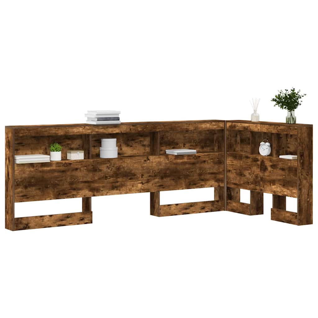 Opberghoofdbord met plank Gerookt eiken 80 cm Bewerkt hout is nu te koop bij PeponiXL, paradijselijk wonen!