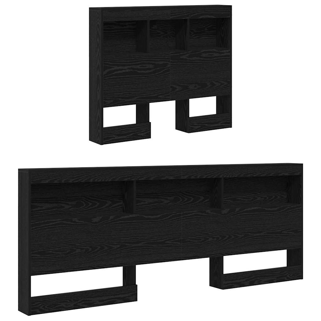 Opberghoofdbord met plank Zwart Eiken 90 cm Bewerkt hout is nu te koop bij PeponiXL, paradijselijk wonen!