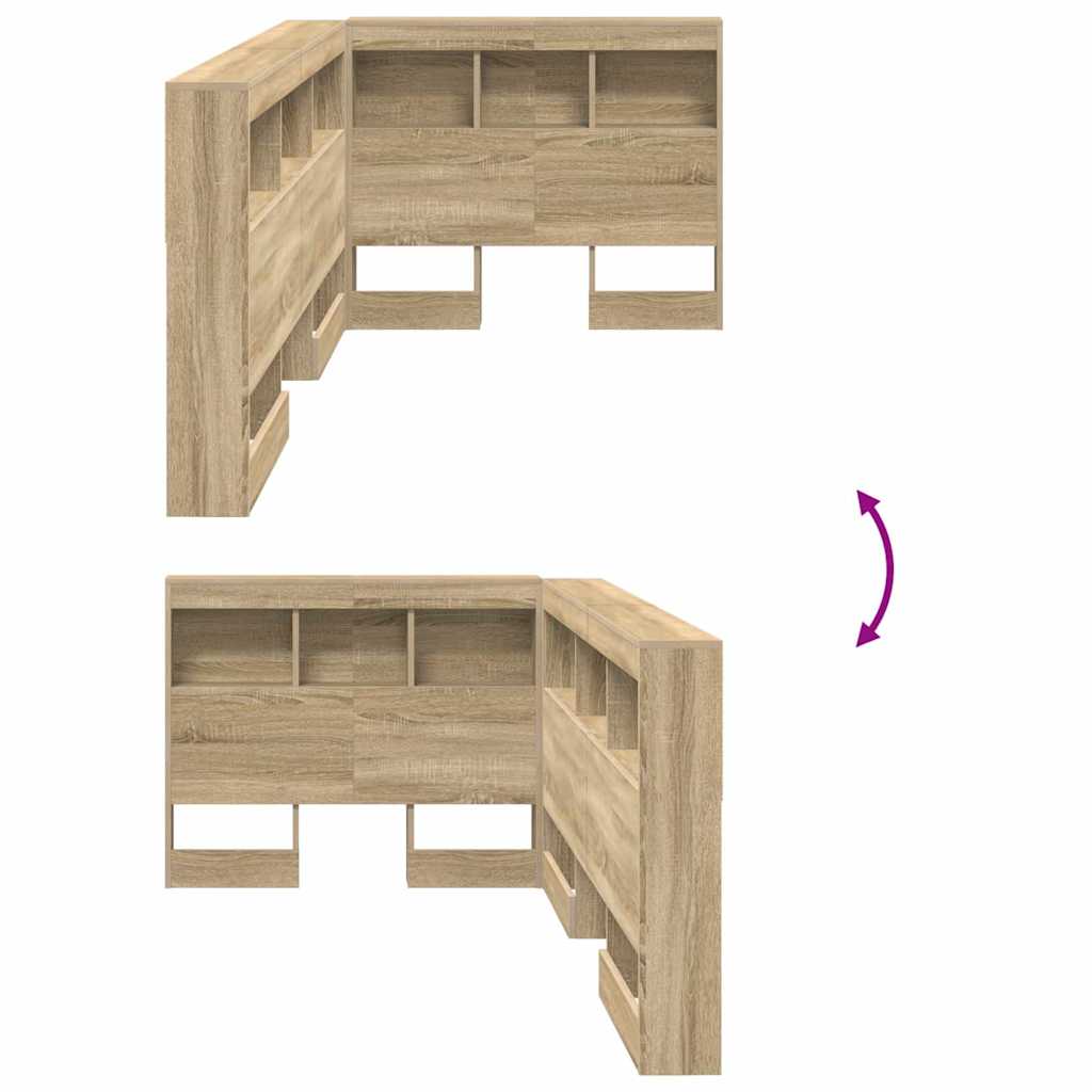 Opberghoofdbord met plank Sonoma Eiken 90 cm Bewerkt hout is nu te koop bij PeponiXL, paradijselijk wonen!