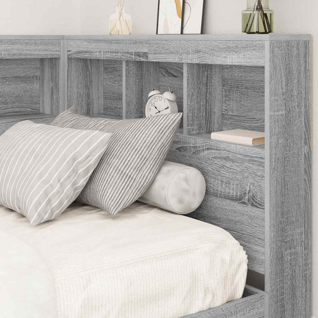 Opberghoofdbord met plank Grijs Sonoma 90 cm Bewerkt hout is nu te koop bij PeponiXL, paradijselijk wonen!