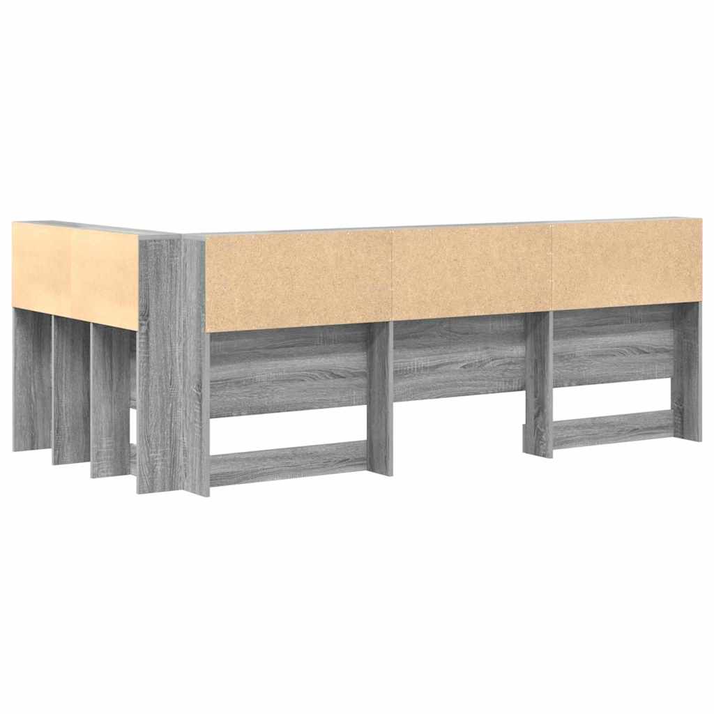 Opberghoofdbord met plank Grijs Sonoma 90 cm Bewerkt hout is nu te koop bij PeponiXL, paradijselijk wonen!