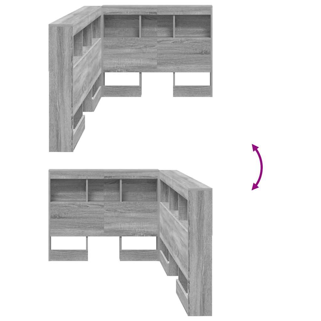 Opberghoofdbord met plank Grijs Sonoma 90 cm Bewerkt hout is nu te koop bij PeponiXL, paradijselijk wonen!