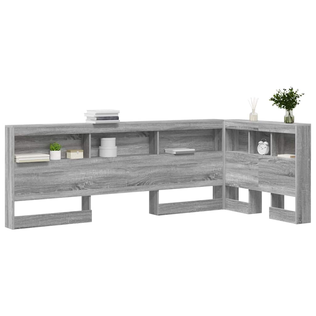 Opberghoofdbord met plank Grijs Sonoma 90 cm Bewerkt hout is nu te koop bij PeponiXL, paradijselijk wonen!