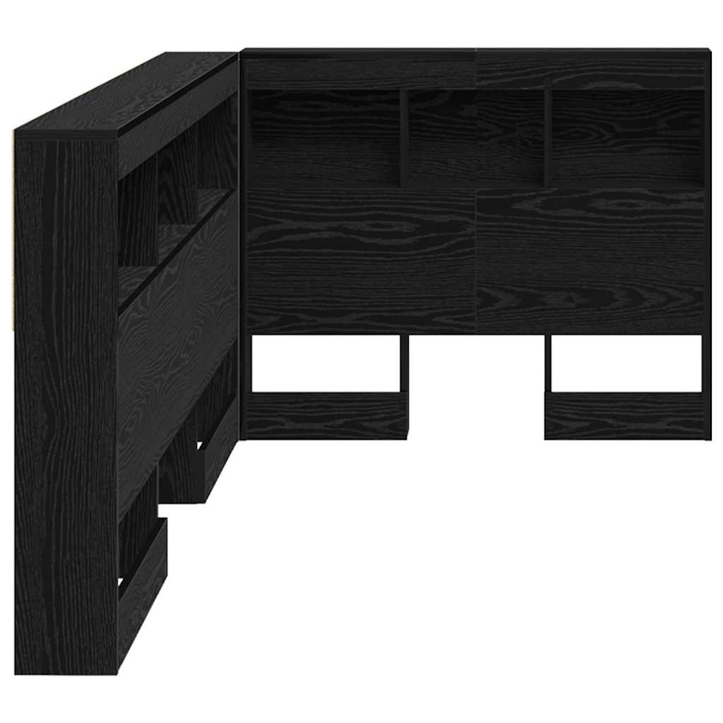 Opberghoofdbord met plank Zwart Eiken 100 cm Bewerkt hout is nu te koop bij PeponiXL, paradijselijk wonen!