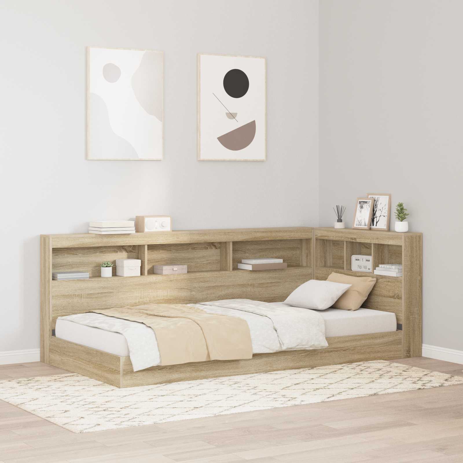 Opberghoofdbord met plank Sonoma Eiken 100 cm Bewerkt hout is nu te koop bij PeponiXL, paradijselijk wonen!