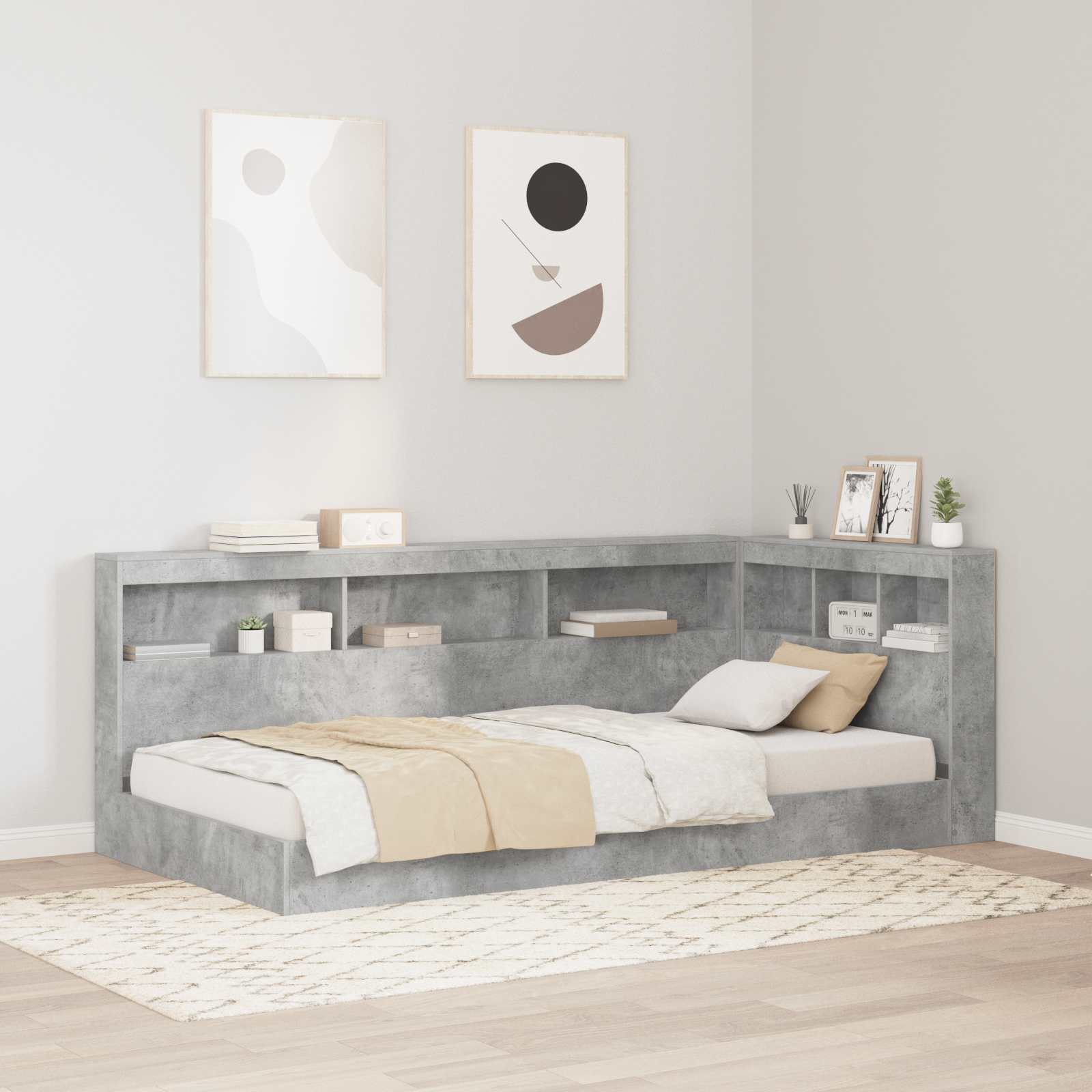 Opberghoofdbord met plank Beton Grijs 100 cm Bewerkt hout is nu te koop bij PeponiXL, paradijselijk wonen!