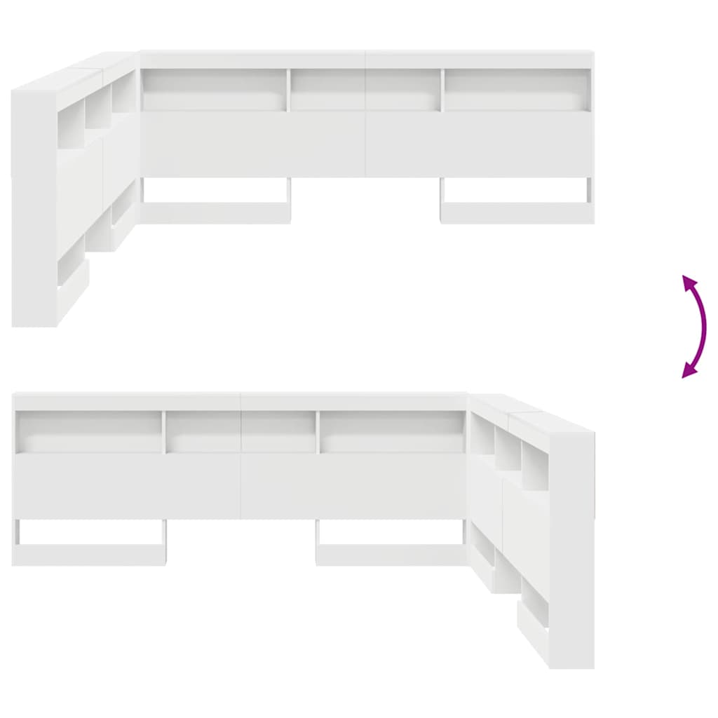 Opberghoofdbord met plank met opslag Wit 200 cm Bewerkt hout is nu te koop bij PeponiXL, paradijselijk wonen!