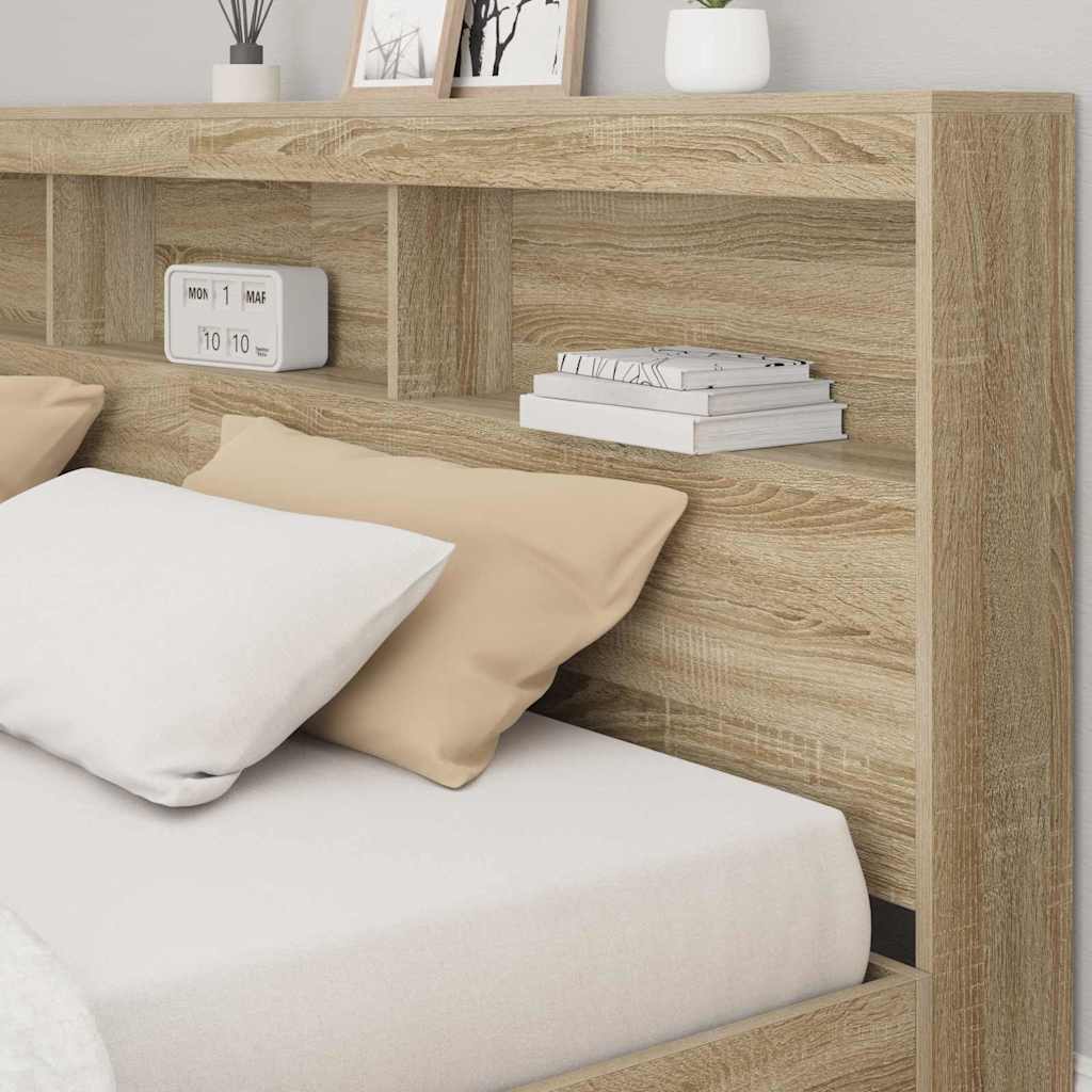 Opberghoofdbord met plank Sonoma Eiken 200 cm Bewerkt hout is nu te koop bij PeponiXL, paradijselijk wonen!