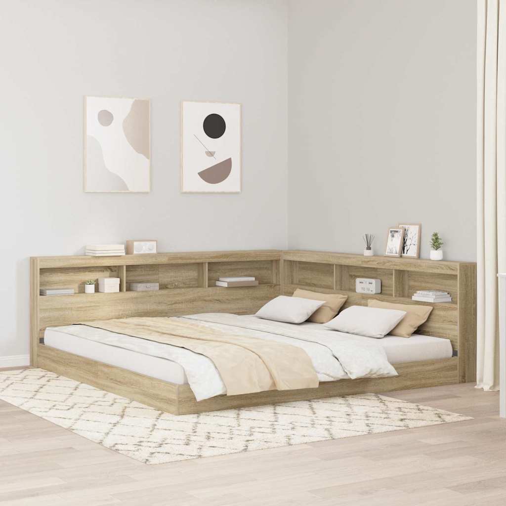 Opberghoofdbord met plank Sonoma Eiken 200 cm Bewerkt hout is nu te koop bij PeponiXL, paradijselijk wonen!