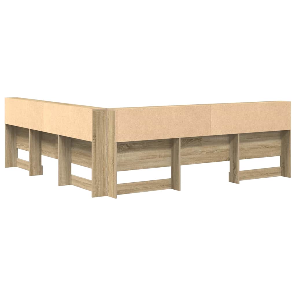 Opberghoofdbord met plank Sonoma Eiken 200 cm Bewerkt hout is nu te koop bij PeponiXL, paradijselijk wonen!