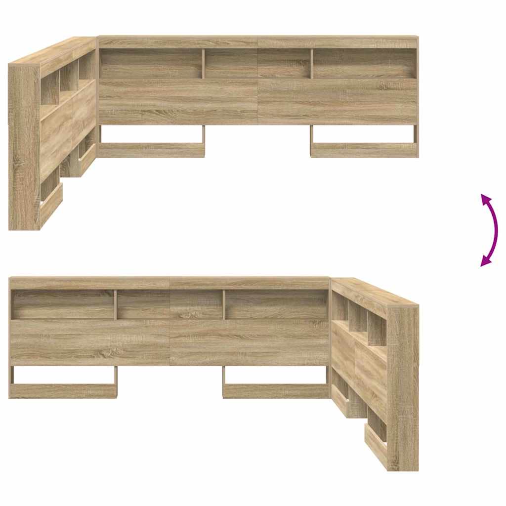 Opberghoofdbord met plank Sonoma Eiken 200 cm Bewerkt hout is nu te koop bij PeponiXL, paradijselijk wonen!