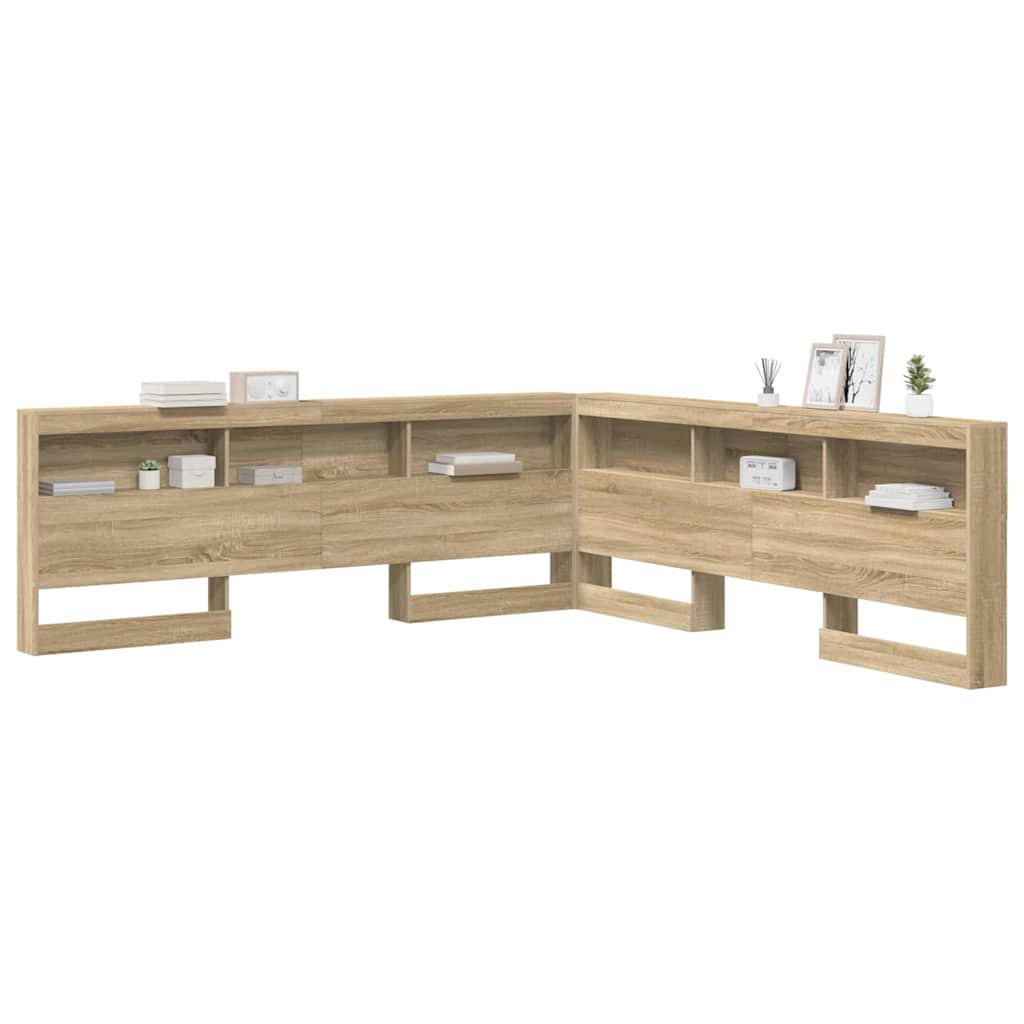 Opberghoofdbord met plank Sonoma Eiken 200 cm Bewerkt hout is nu te koop bij PeponiXL, paradijselijk wonen!