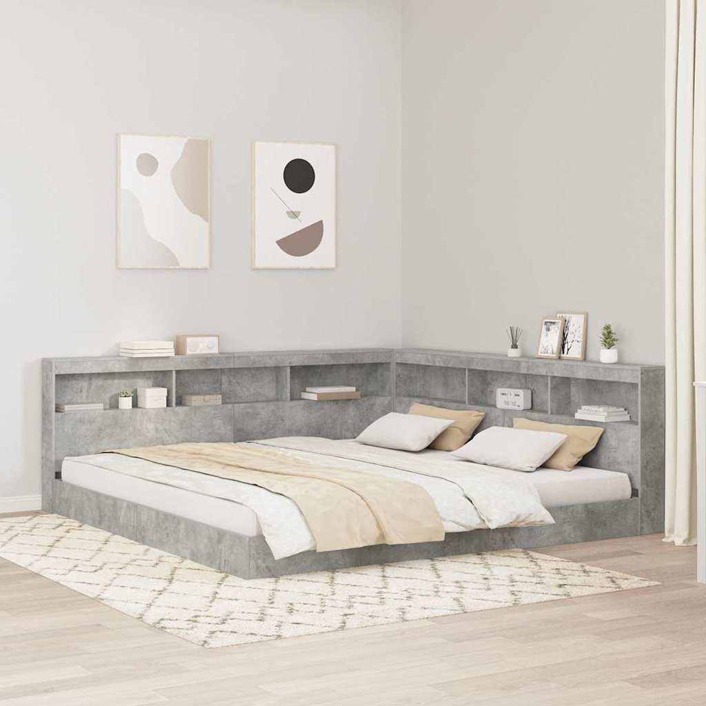 Opberghoofdbord met plank Beton Grijs 200 cm Bewerkt hout is nu te koop bij PeponiXL, paradijselijk wonen!