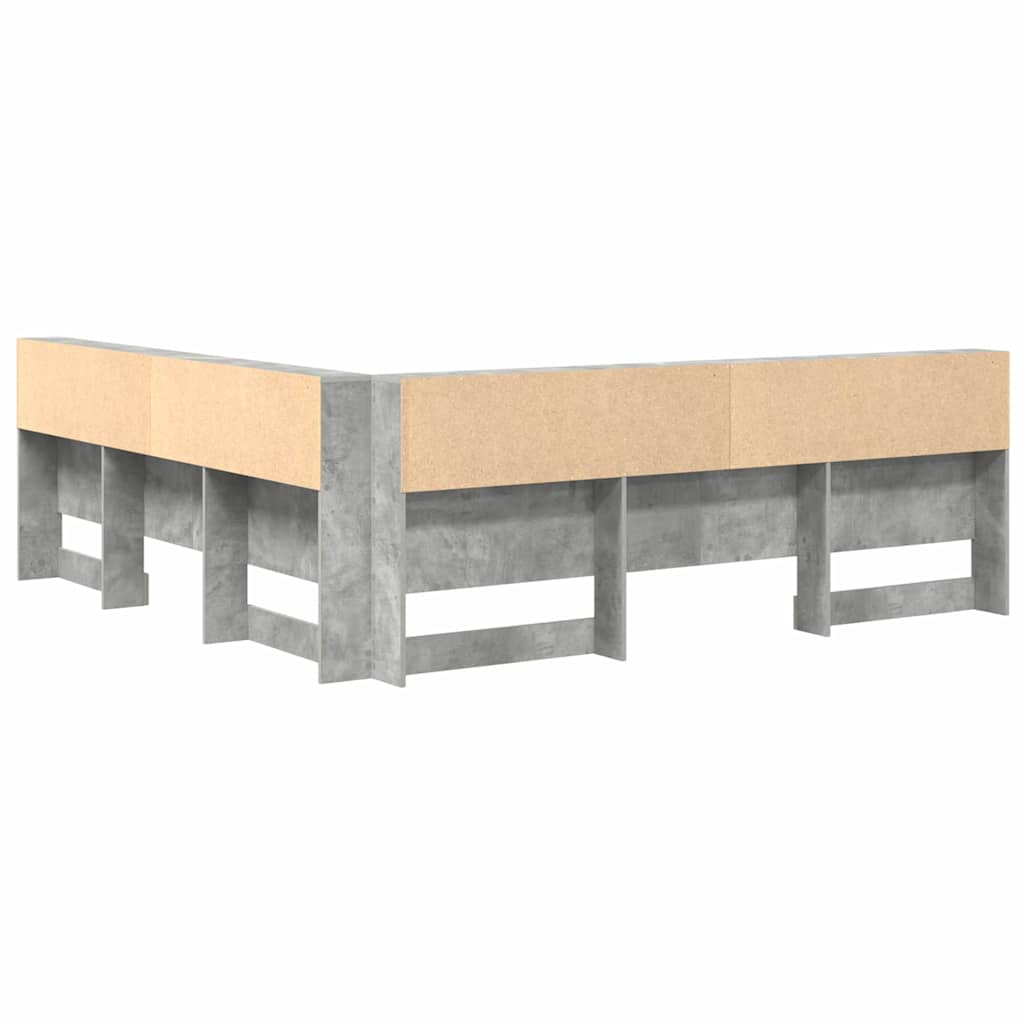 Opberghoofdbord met plank Beton Grijs 200 cm Bewerkt hout is nu te koop bij PeponiXL, paradijselijk wonen!