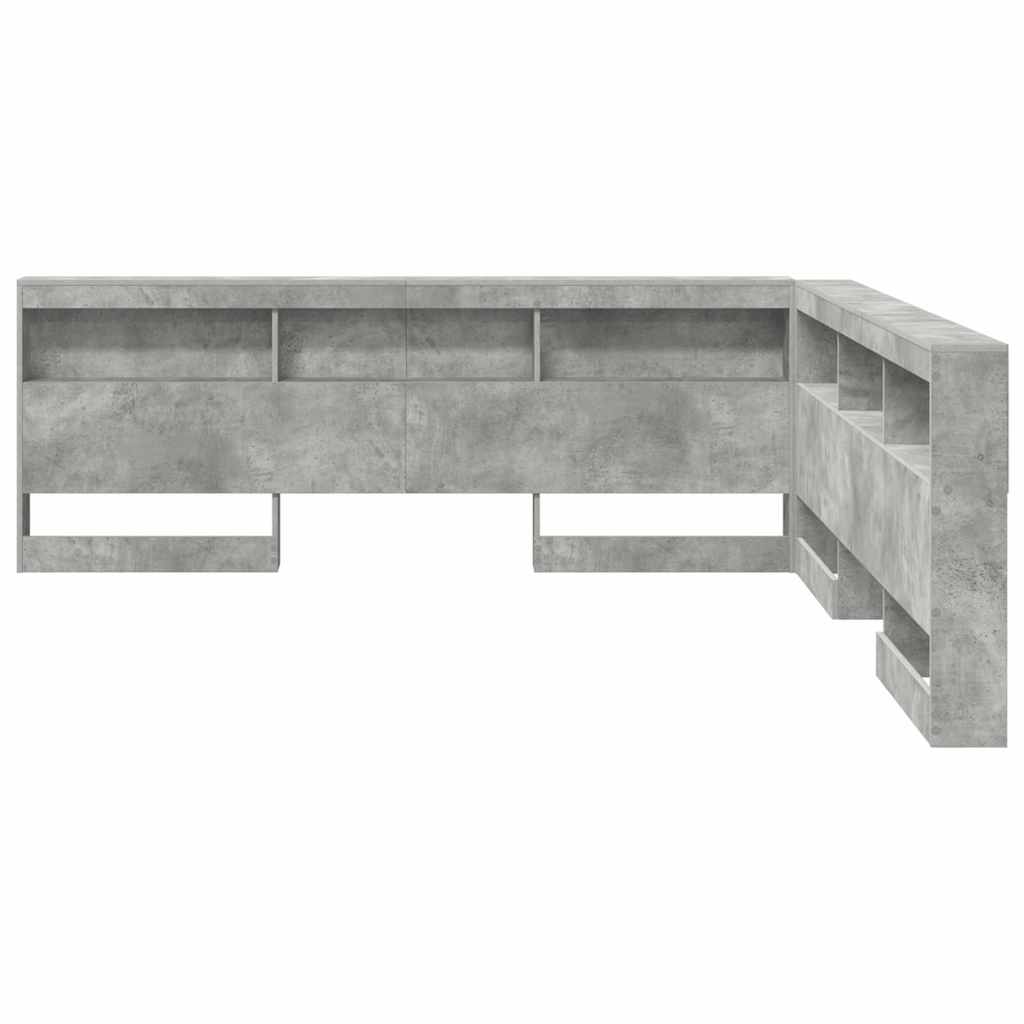 Opberghoofdbord met plank Beton Grijs 200 cm Bewerkt hout is nu te koop bij PeponiXL, paradijselijk wonen!