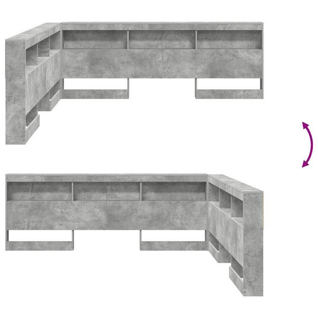 Opberghoofdbord met plank Beton Grijs 200 cm Bewerkt hout is nu te koop bij PeponiXL, paradijselijk wonen!