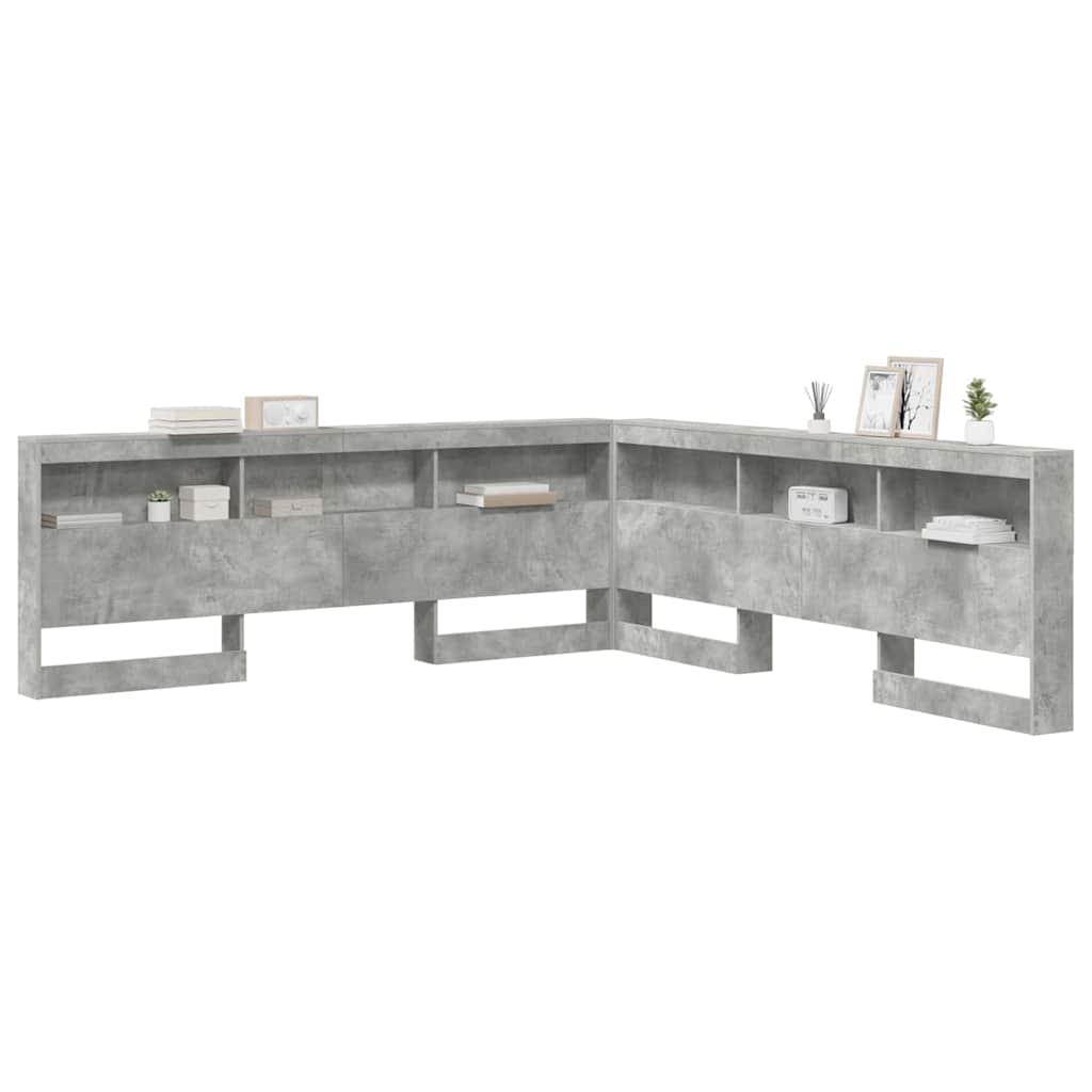 Opberghoofdbord met plank Beton Grijs 200 cm Bewerkt hout is nu te koop bij PeponiXL, paradijselijk wonen!