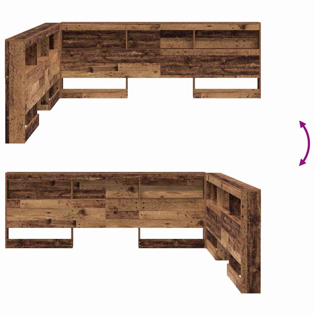 Opberghoofdbord met plank Oud Hout 200 cm Bewerkt hout is nu te koop bij PeponiXL, paradijselijk wonen!