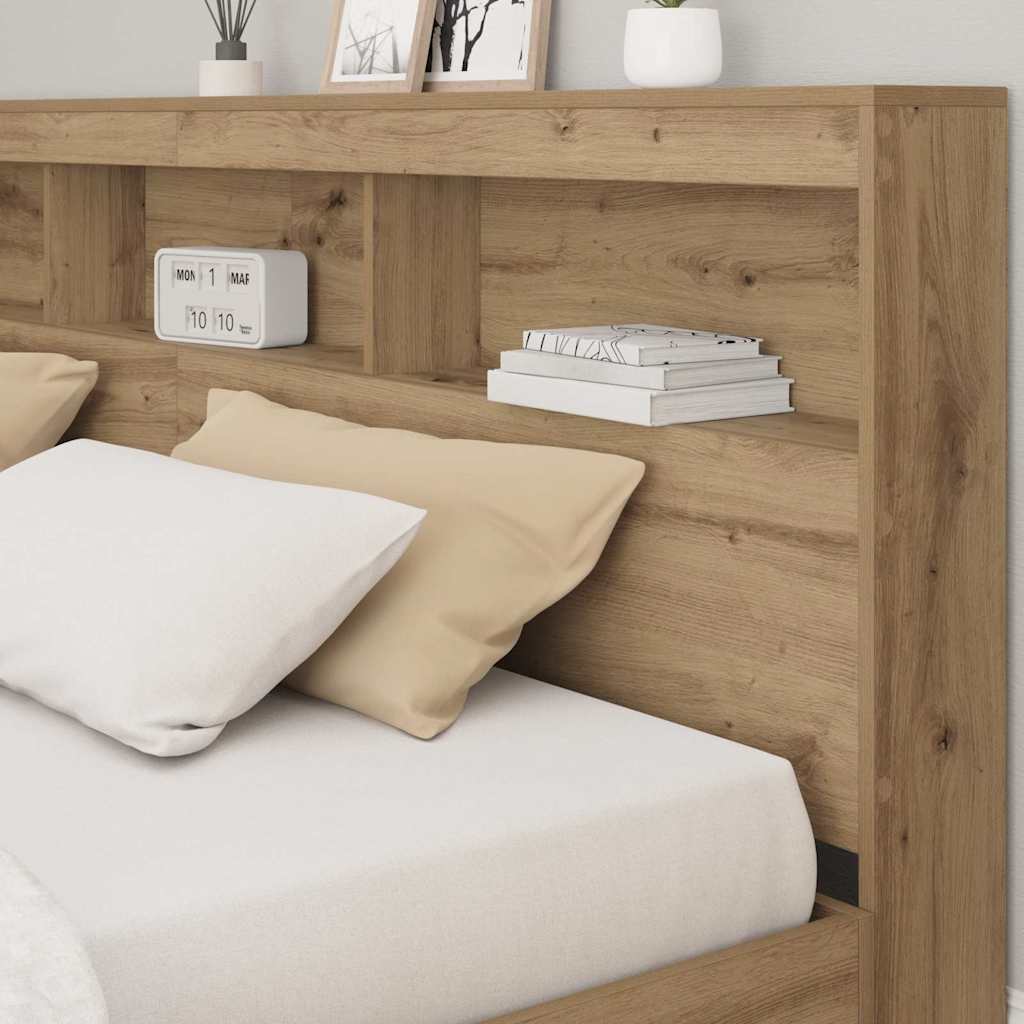 Opberghoofdbord met plank Artisan Eiken 200 cm Bewerkt hout is nu te koop bij PeponiXL, paradijselijk wonen!