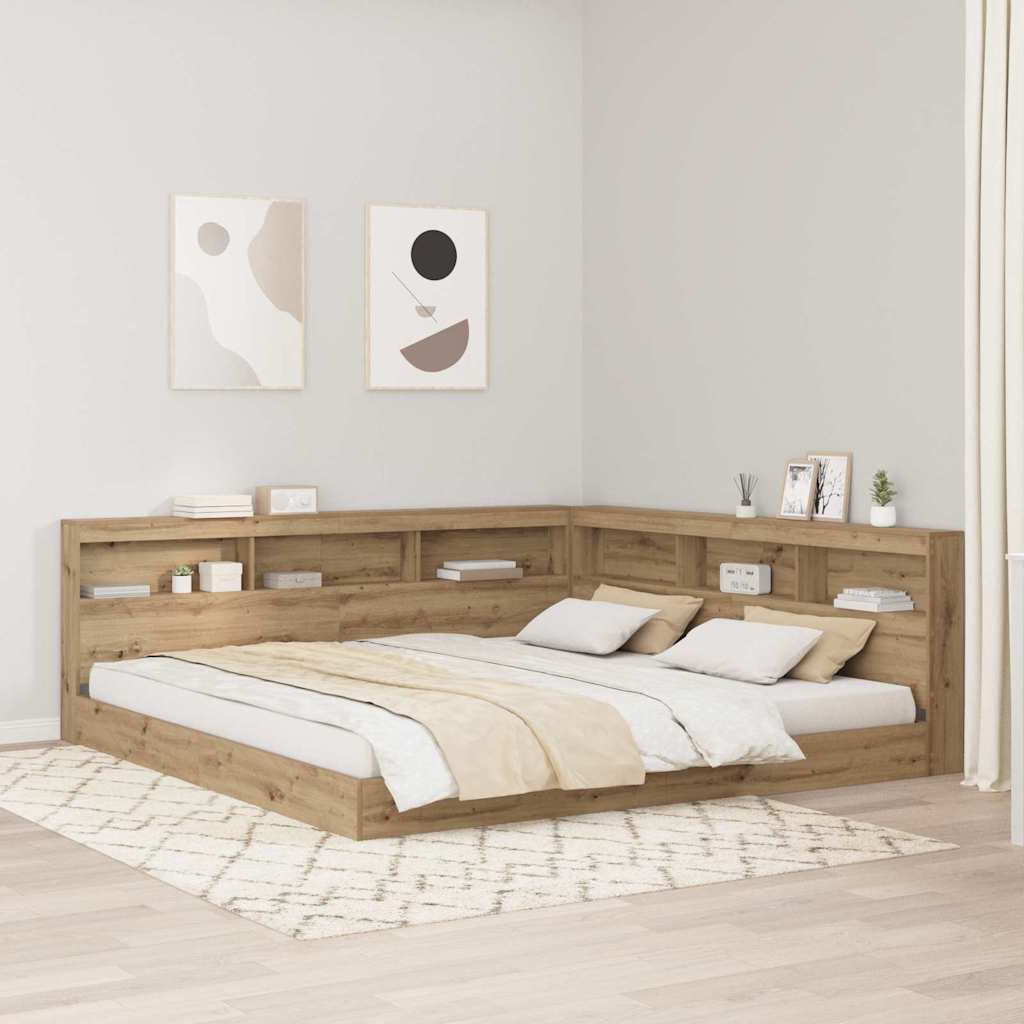 Opberghoofdbord met plank Artisan Eiken 200 cm Bewerkt hout is nu te koop bij PeponiXL, paradijselijk wonen!