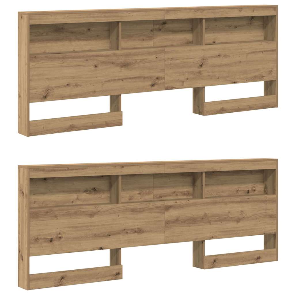 Opberghoofdbord met plank Artisan Eiken 200 cm Bewerkt hout is nu te koop bij PeponiXL, paradijselijk wonen!